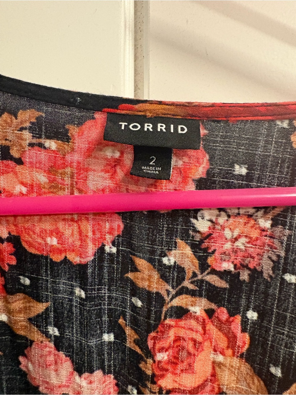 torrid Black Floral Wrap Midi Dress with Red & Gold Bouquet - Picture 2 of 3